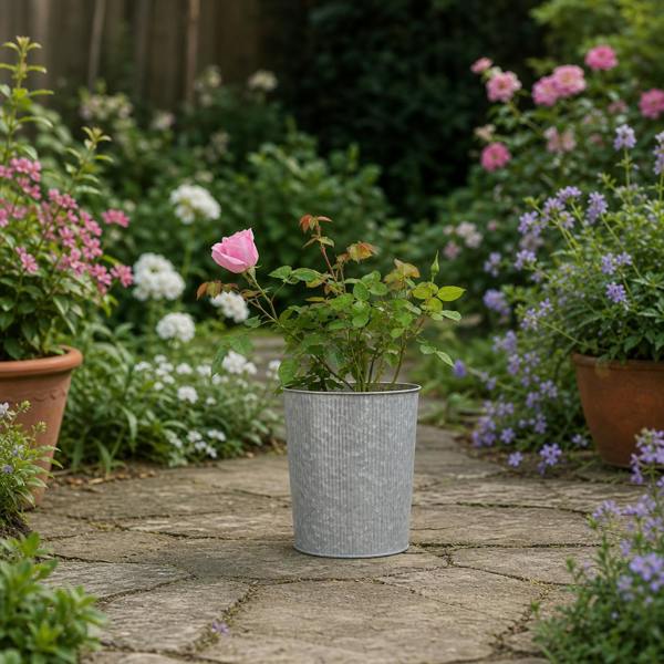 3L Pink Patio Rose Outdoor Garden Rose in Decorative Pot