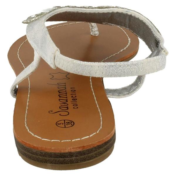 Savannah Ladies Savannah Flat Diamante Jewel Trim Toe Post Sandal
