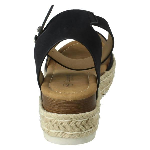 Savannah Ladies Savannah Buckle Fastening Ankle Strap Wedge Sandals F12095
