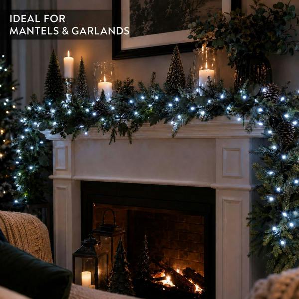 Cool White LED Fairy String Lights with Green Cable, 8 Modes, Memory and Auto Timer image 9
