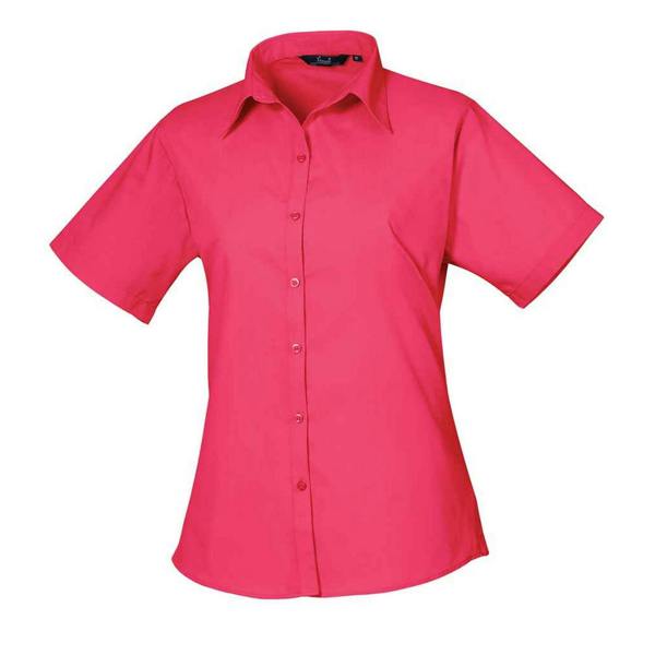 Premier Womens/Ladies Poplin Short-Sleeved Blouse - Hot Pink