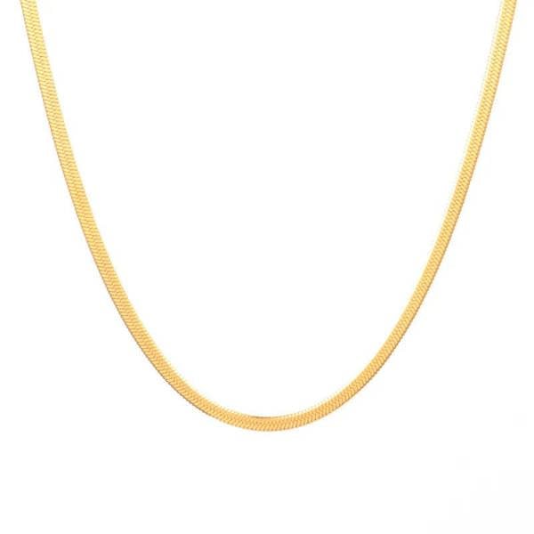 Elk & Bloom Flat Herringbone Chain 14K Gold Choker Necklace