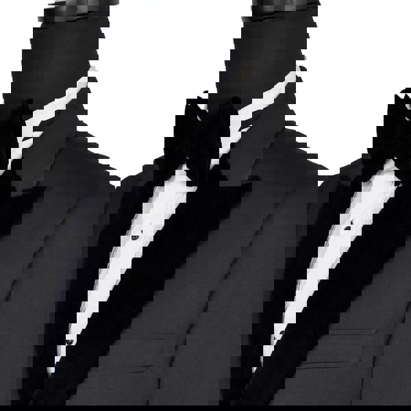 David WeJ Alfredo Cropped Double Breasted Velvet Peak Lapel Tuxedo- Black