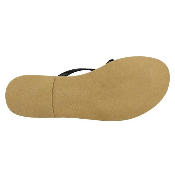 Leather Collection Ladies Leather Collection Flat Twist Bow Mule Sandals
