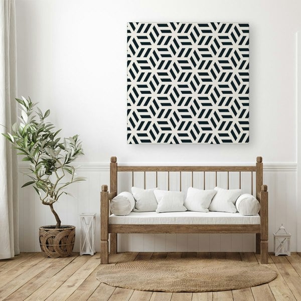 Warren Reed Geometric Monochrome Hexagonal Pattern Canvas