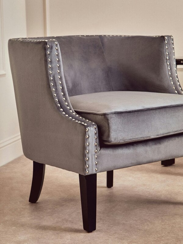 Interiors by Premier Larissa Grey Velvet Studded Chair