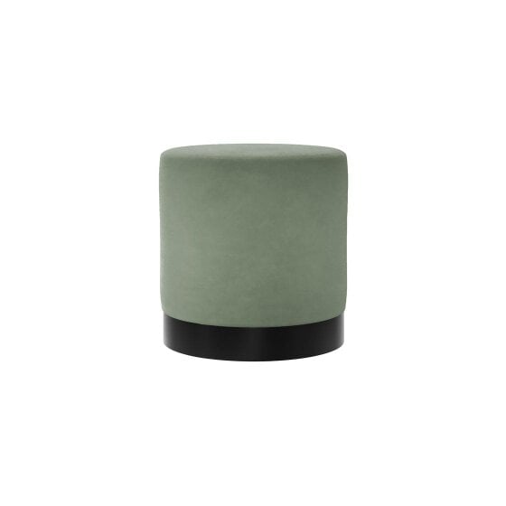 Wyld Haus Kalua Small Sage Green Round Velvet Stool Matt Black Base