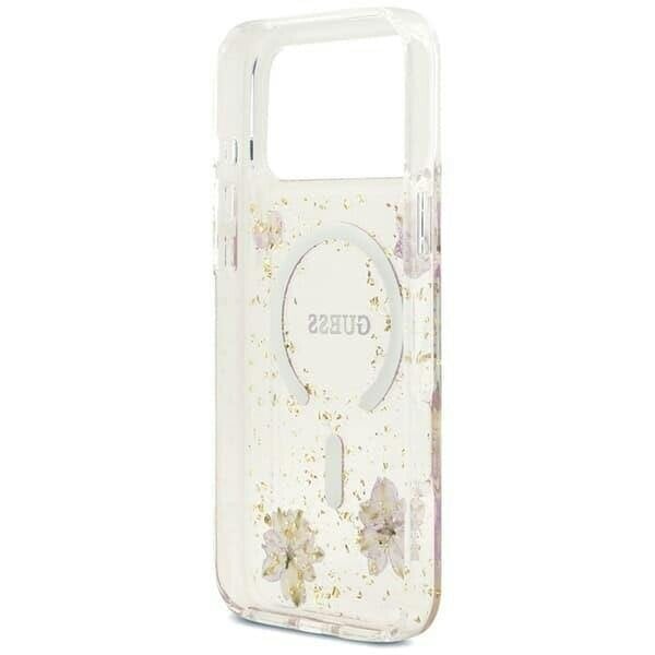 Guess Resin Flowers Glitter Hardcase with MagSafe for iPhone 17/18 Pro Max 6.9" Pink - GUHMP18XRBFGFGMP