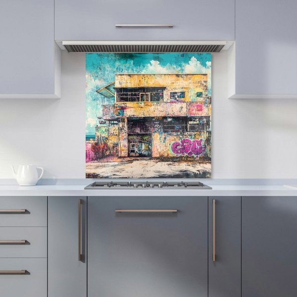 Warren Reed Urban Decay Seaside Graffiti Glass Kitchen Splashback - 00004