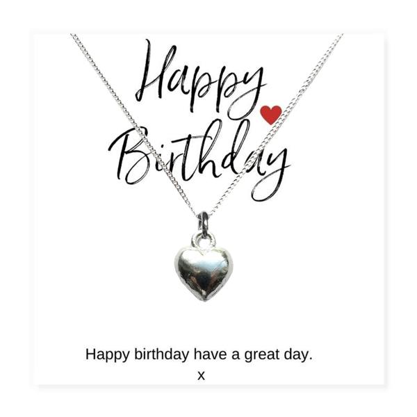 Aye Do Gifts Happy Birthday Gift Box, Silver Heart Necklace & Chocolate Treats