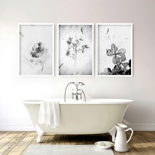 Modern bathroom wall decor ideas | Set of 3 wall art prints