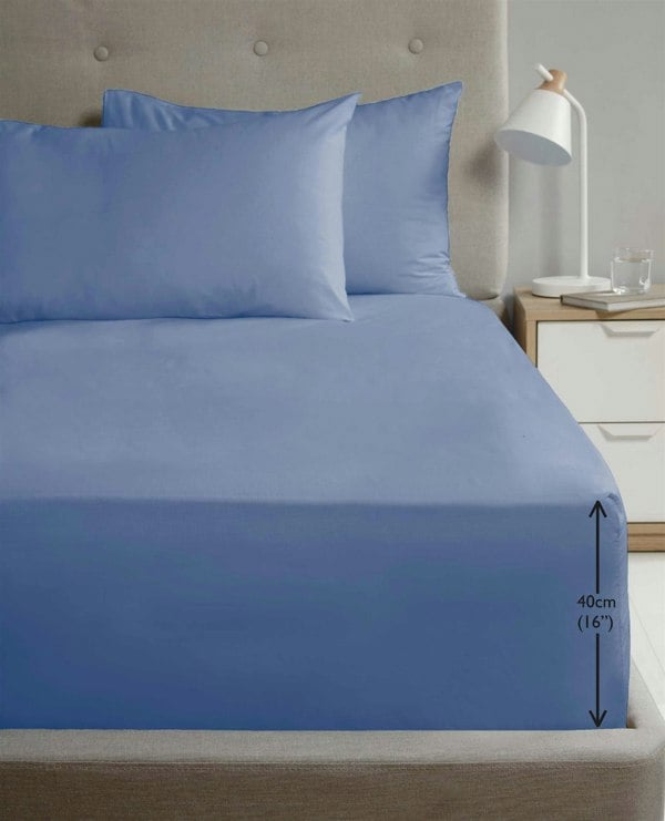 HomeSpace Direct 180TC Percale Fitted Sheet and Pillowcase Pair