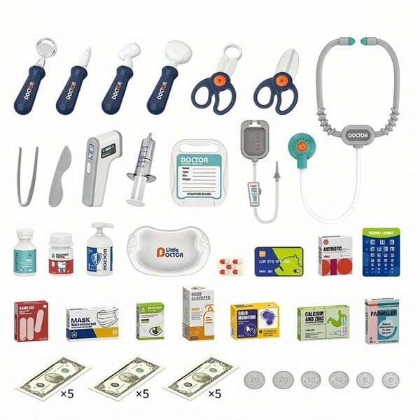 deAO Toys Doctor Kit for Kids – 49PCS Pretend Medical Station with Stethoscope, Tools & Accessories for Children Ages 3+