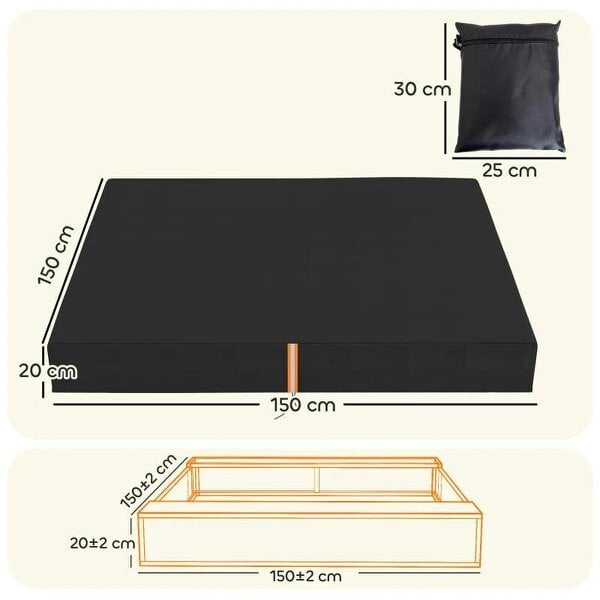 Bobobiy Sandbox Cover, Square Sandpit Cover Waterproof Dustproof UV Protection, Sandbox Canopy with Drawstring and Elastic Band