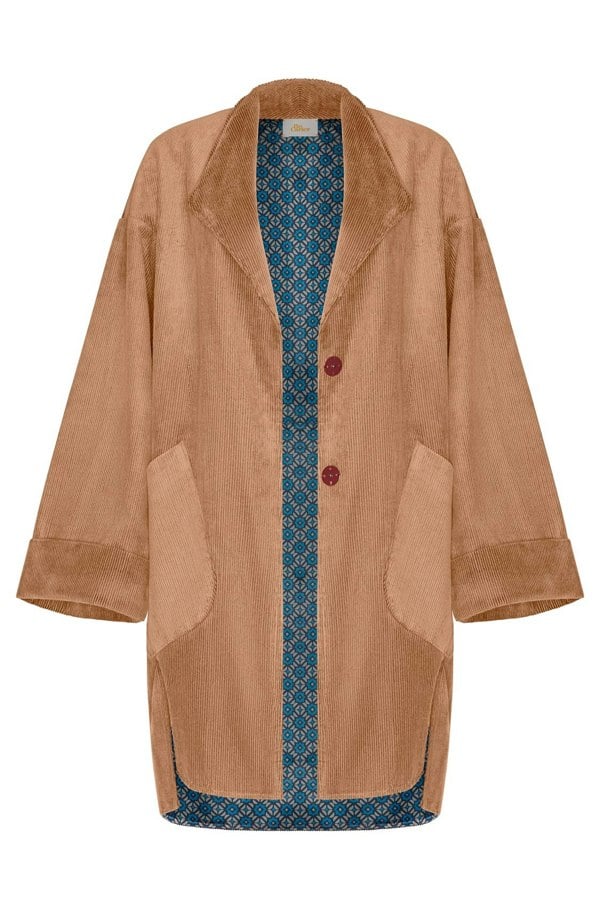 Bo Carter Hilmar Corduroy Oversized Jacket - Beige