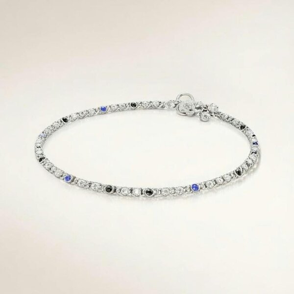 The Colourful Aura Silver Plated Link Chain Braid Evil Eye Payal Anklet
