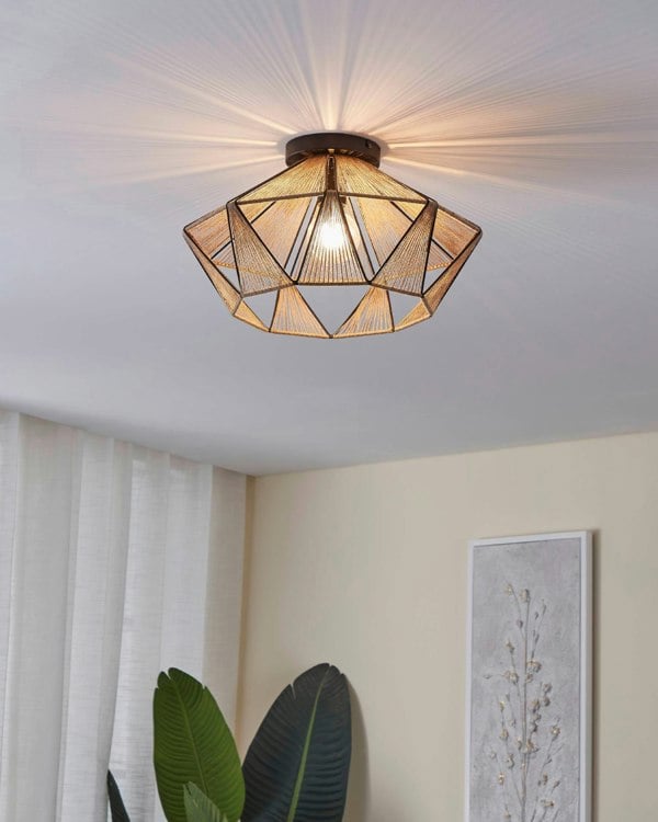 EGLO Adwickle Black/Natural Ceiling Light