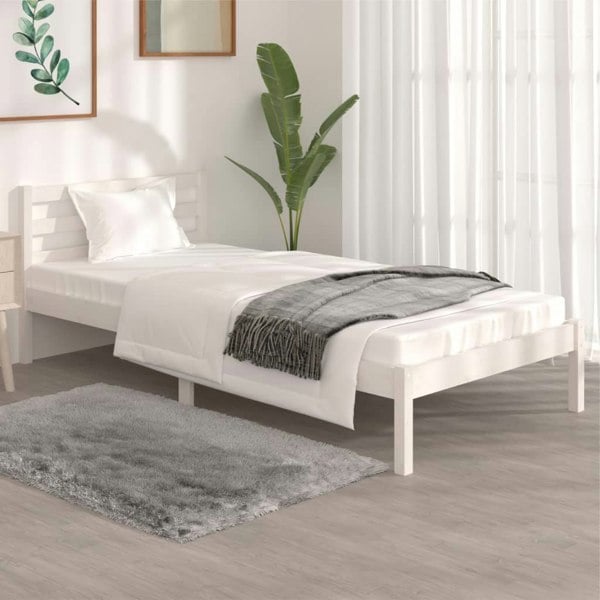 Berkfield Bed Frame Solid Wood Pine 90x190 cm White Single