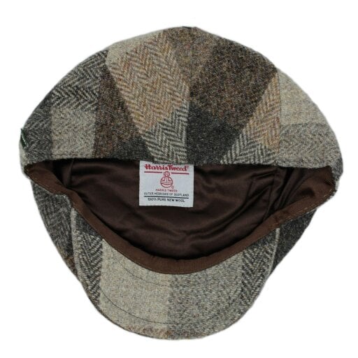 Heather Hats & Accessories Genuine Harris Tweed Wool Flat Cap, Satin Lining, Outdoor Wear, Fleece Beige