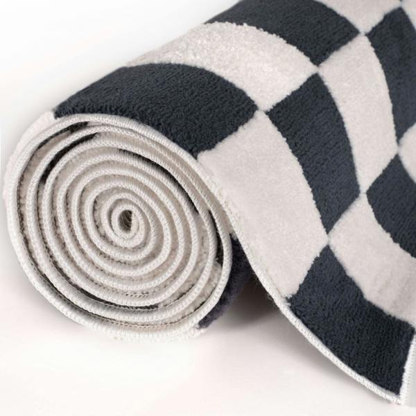 Loft Checkerboard Blue Rug, Cozy pile, Easy care.