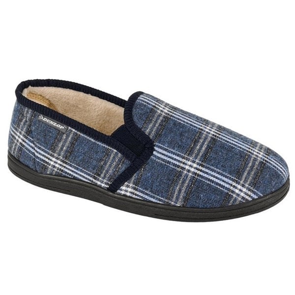 Dunlop Mens Checked Slippers - Navy