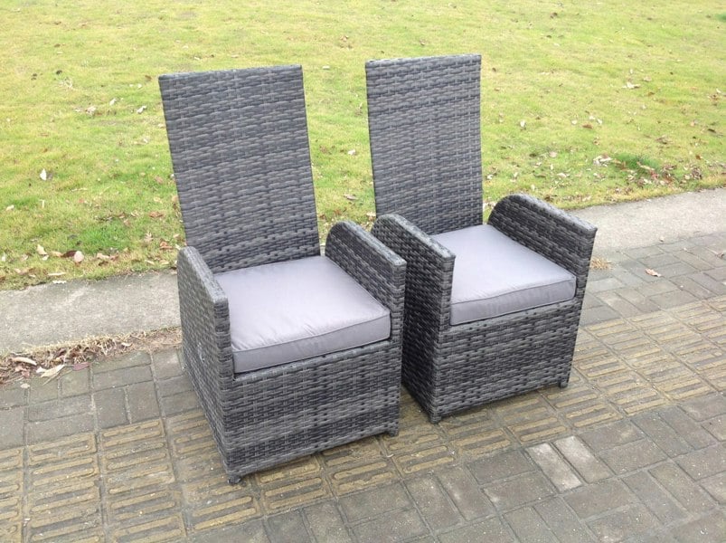 Fimous 2 x Dark Grey Mixed Outdoor Rattan Reclining Chairs - Grey