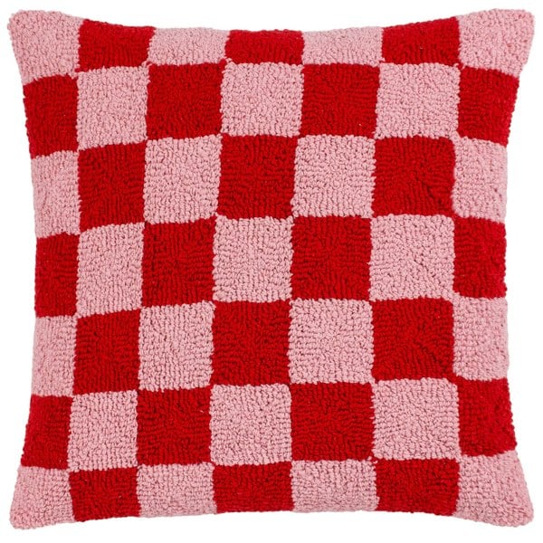 Yard Yarrow Faux Mohair Checked Cushion Cover - Red