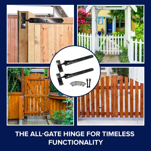 Wyre Direct Adjustable Gate Hinges Pair 600mm 24" Black Heavy Duty Hook and Band Stable