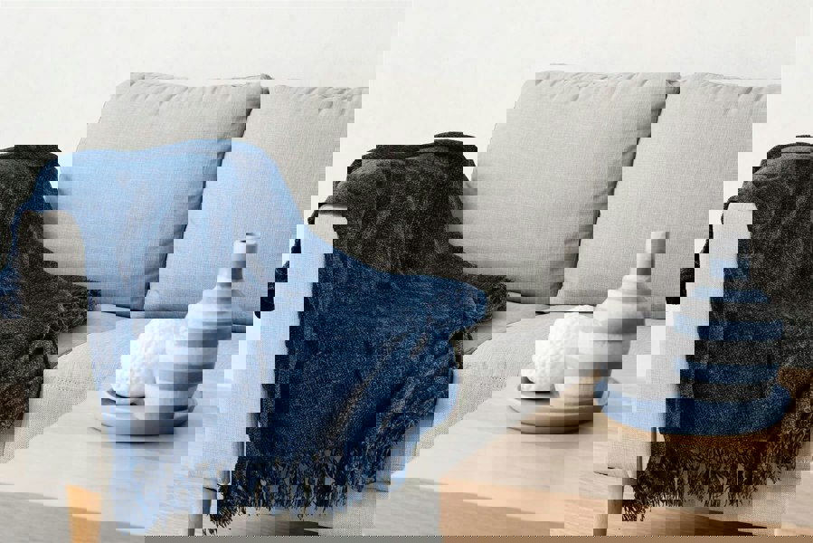 Emma Barclay Darcy Tassel Navy Blanket/Throw