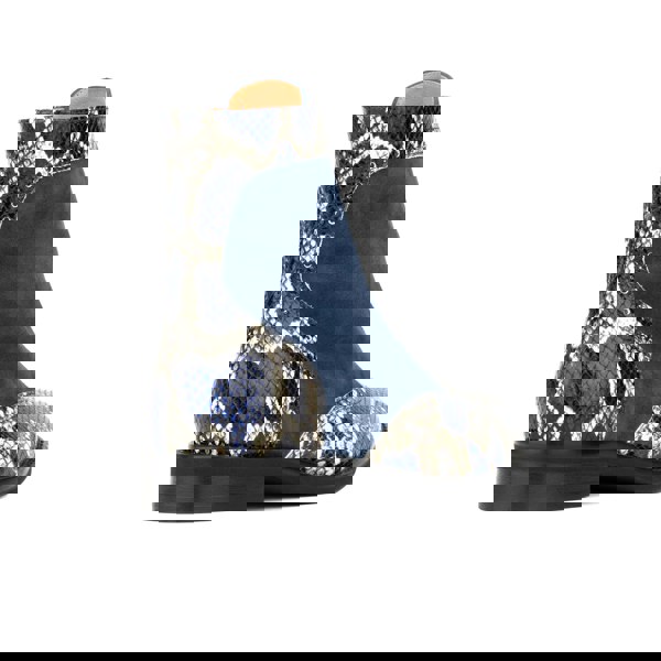 Embassy London Mantis - Blue Snake - Women's above-the-ankle lace-up boot with brogue & snake print detailing