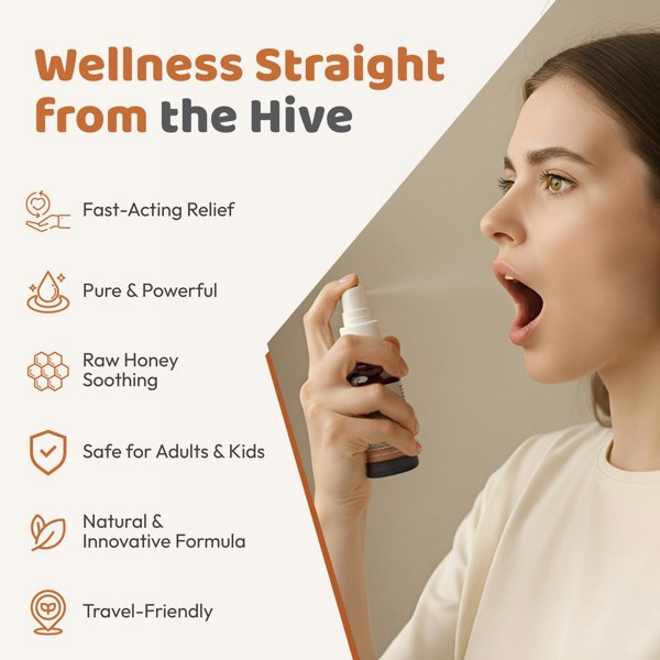 Bee and You Propolis Ginger Raw Honey Throat Spray with Menthol