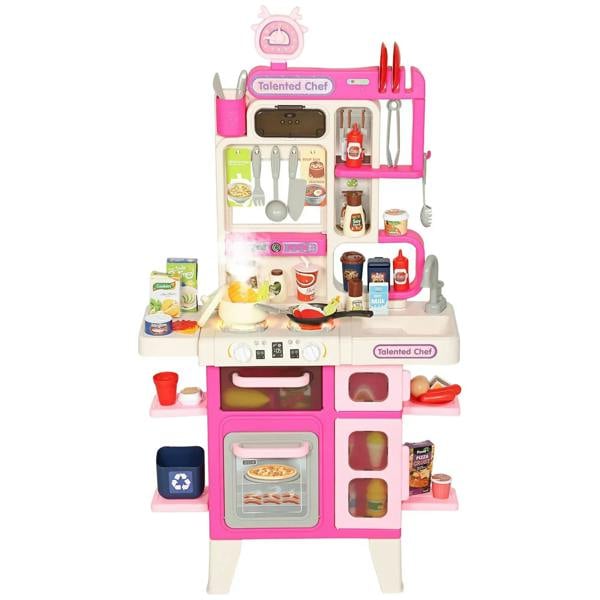 Pink toy pretend play kitchen set with oven, stove, sink and included accessories