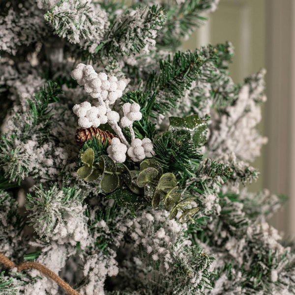 Samuel Alexander 20cm Christmas Eucalyptus Pick with White Frosted Berries and Pinecone