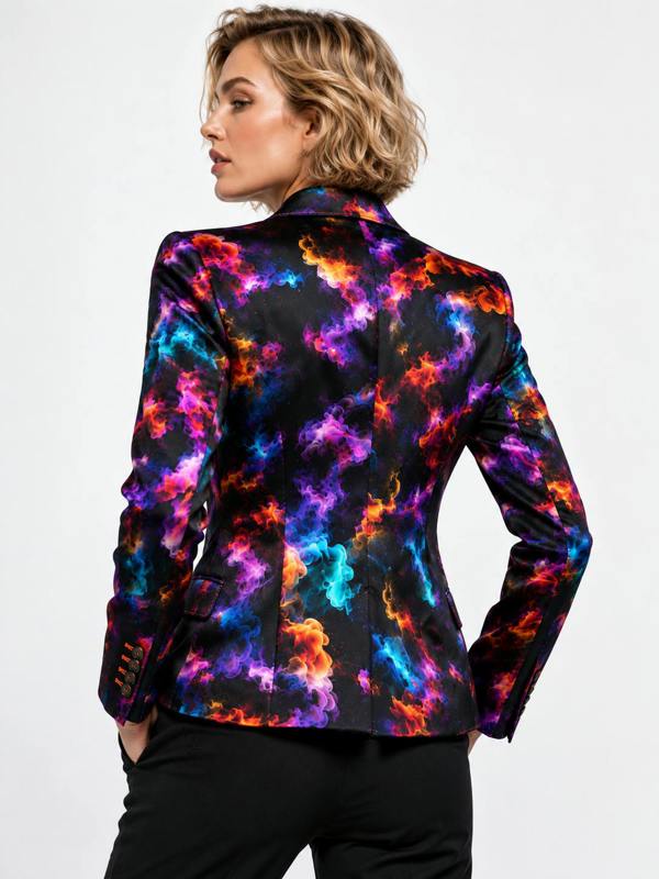 Noir Tempest smoke print blazer in black and silver grey