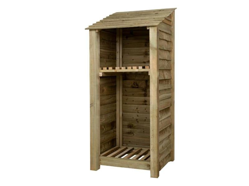 Arbor Garden Solutions Wooden Log Store with Shelf W-79cm, H-126cm or 180cm, D-88cm