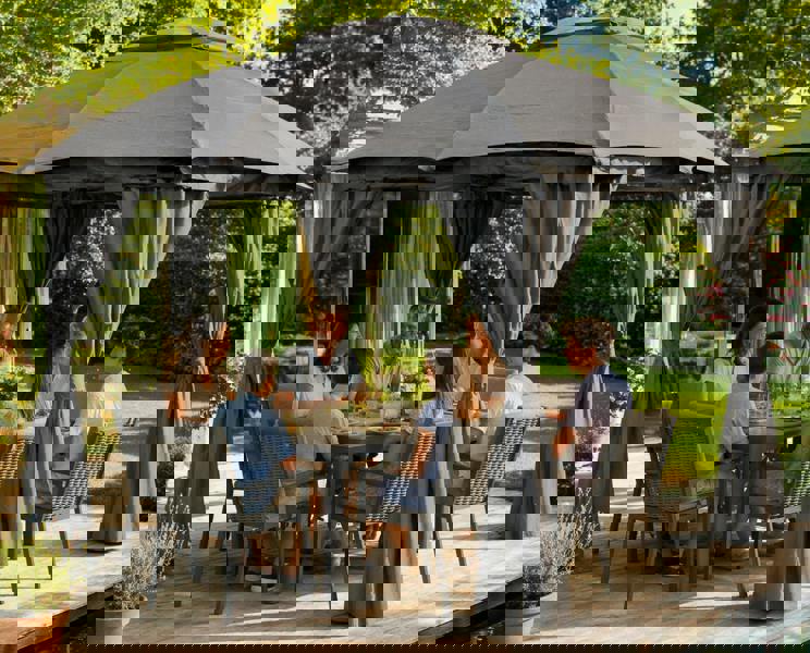 Abbey 6-Seater Garden Dining Set | FREE Gazebo RIO Included The Garden Furniture Shop