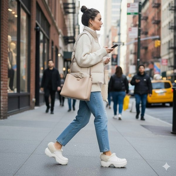 Crocs 208546-160 STOMP LINED Womens Clogs Stucco