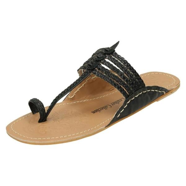 Leather Collection Ladies Leather Collection Flat Toeloop Braided Sandals F00077