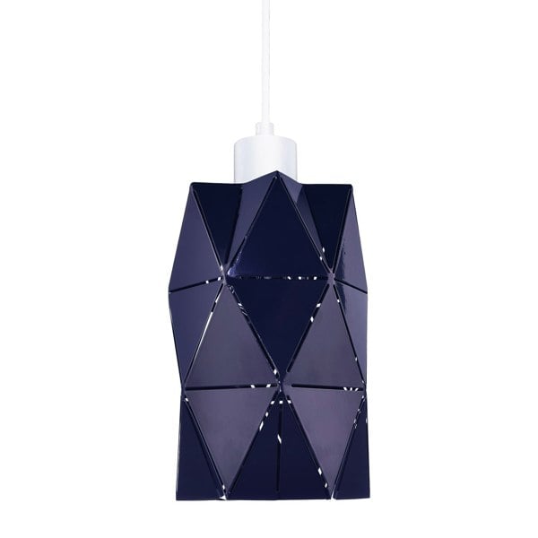 Modern Midnight Blue Metal Pendant Shade with Diamond Shaped Cut Outs Image 1