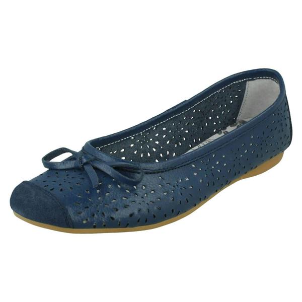Spot On Ladies Spot On Detailed Ballerina Flats F8006