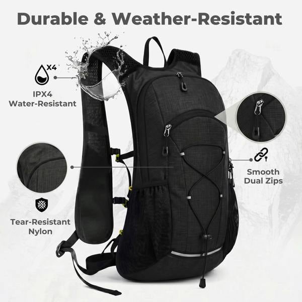 Swifto Hiking Backpack Foldable 20L Water Resistant Daypack For Camping Black