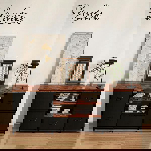 Levede TV Stand Cabinet Entertainment Unit Stand 140cm 5 Drawers Storage Shelves