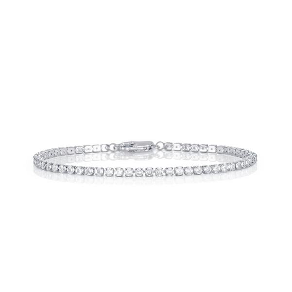 Zavana Dainty 2.5 mm Silver Tennis Bracelet with White Cubic Zirconia Stones for Women