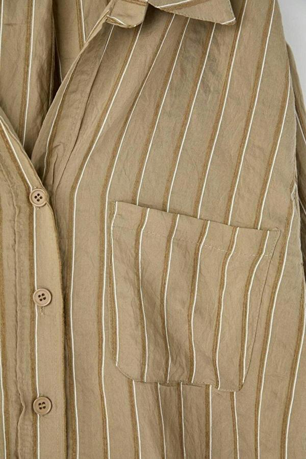 WOVCOR Striped Oversize Textured Shirt