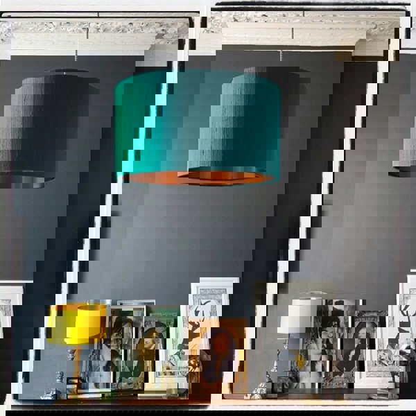 Love Frankie handmade Lampshade in Teal with brushed copper lining