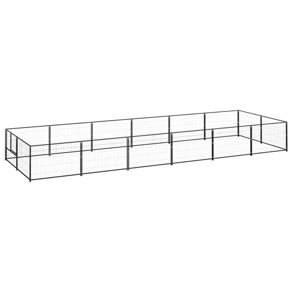 Berkfield Dog Kennel Black 12 m2 Steel