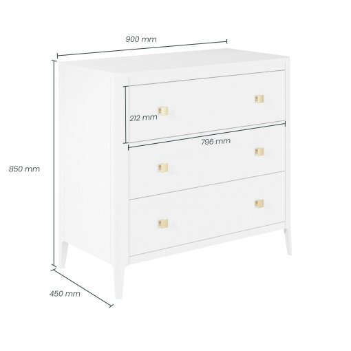 Wyld Haus Itacare White Wood Grain 3 Drawer Chest