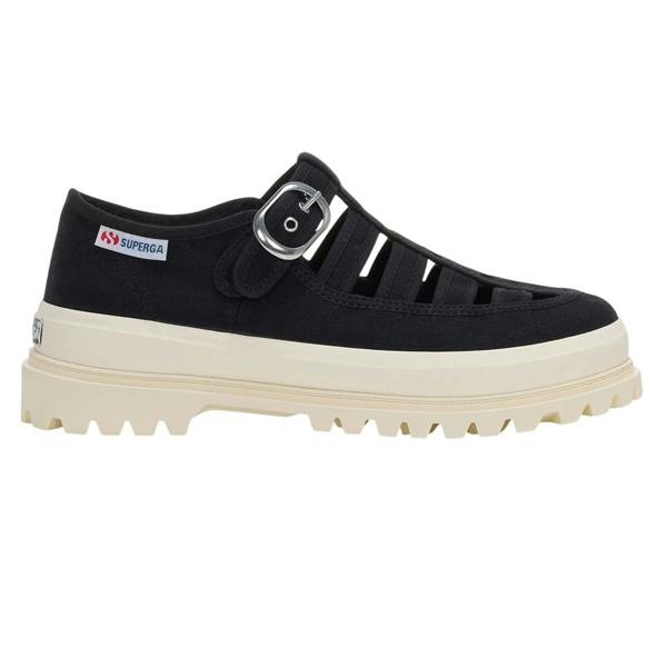 Superga Womens/Ladies 3541 Alpina Gurkha Fisherman Sandals - Black/Off White - 