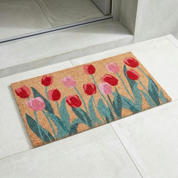 Garden Greatness Decorative Tulips Natural Coir Doormat