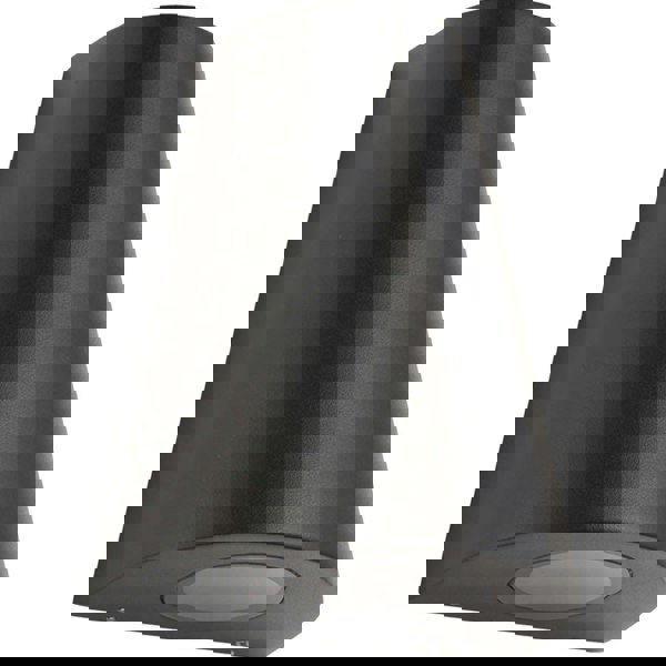 Non Automatic Up & Down Outdoor Wall Light - Textured Black & Clear Glass